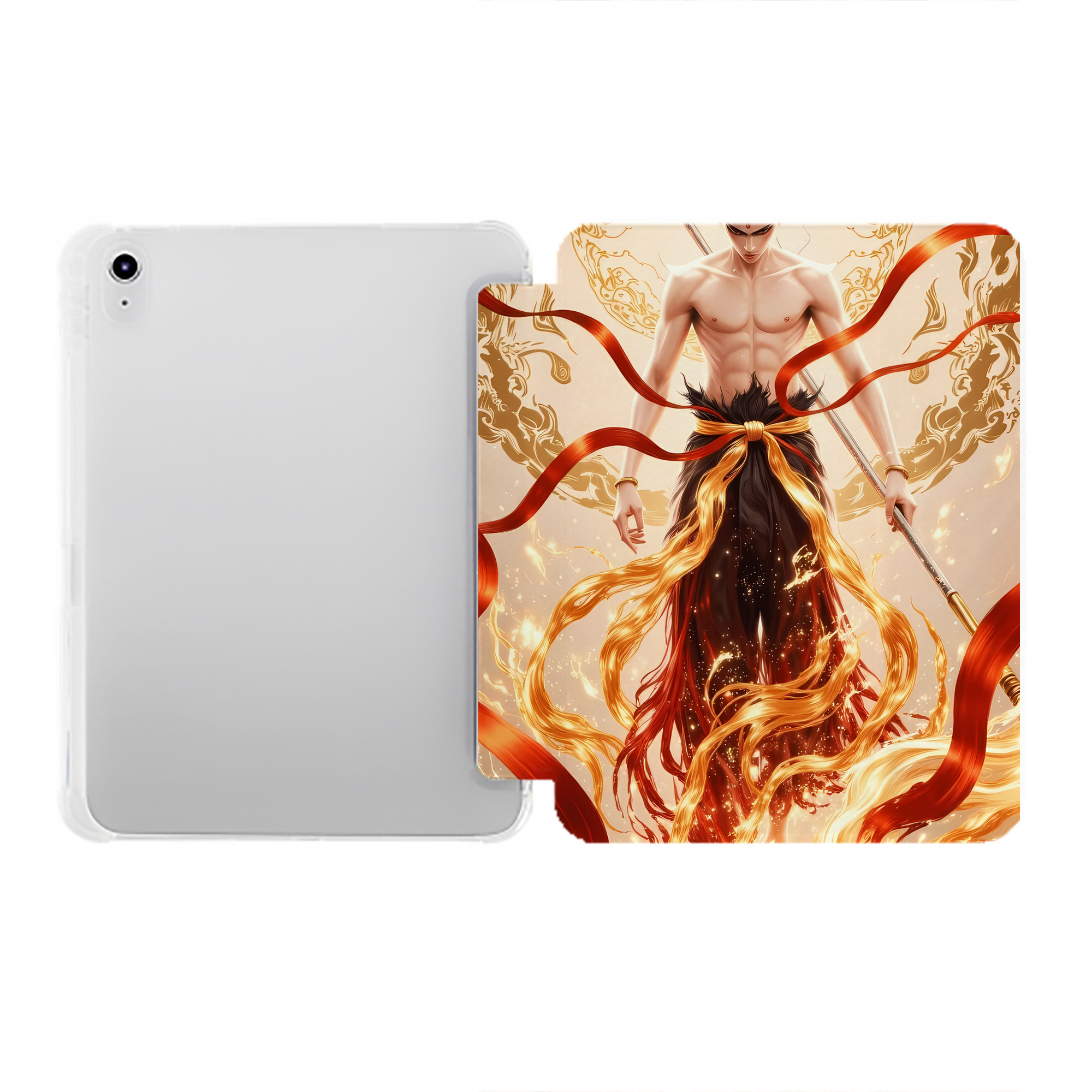 （画像用） Ne Zha 2 ナタ 魔童の大暴れ IPad ケース ペン収納付き 三つ折りスタンド PUレザー×シリコン 対応機種9.5/10.5/10.9インチ